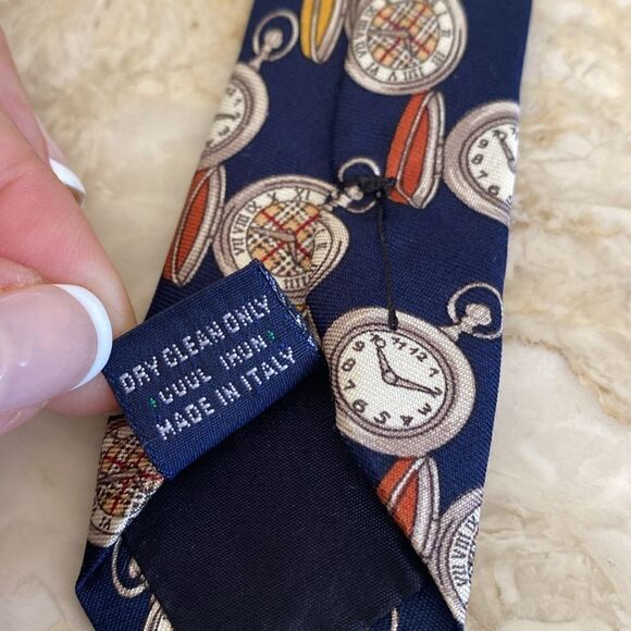 Burberry’s of London Clocks Nova Check Print 100% Silk Tie - Picture 12 of 13